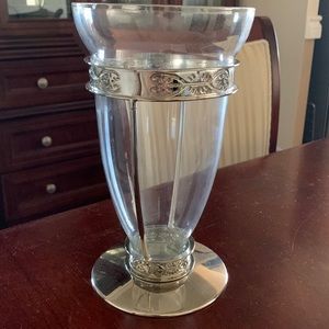 Silver Glass Vase 9”